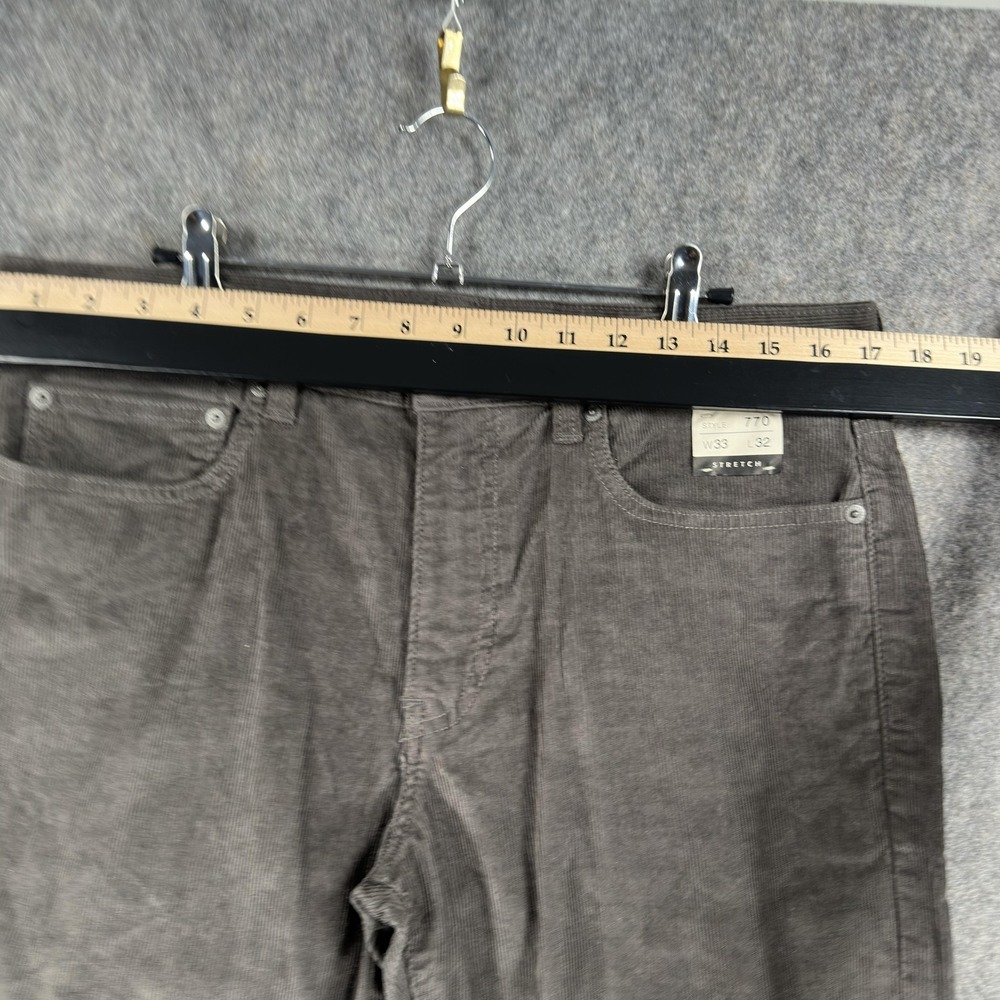 J.Crew Pants Mens 33x32 Gray 770 Stretch Corduroy Slim Straight 5 Pocket Casual - Picture 5 of 16